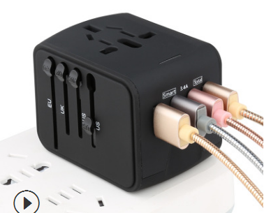 International Multi-Function Socket with 4 USB Ports